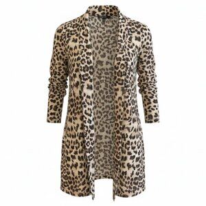 Chaus Sport Leopard Print Button Front Cardigan Animal Print Sweater Medium